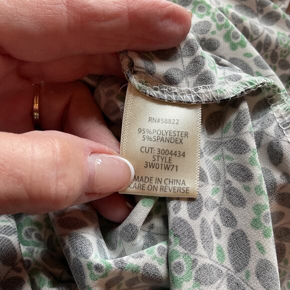 Max Studio Green Black White Floral Long-sleeve Soft Peasant Top 2X - Picture 6 of 8